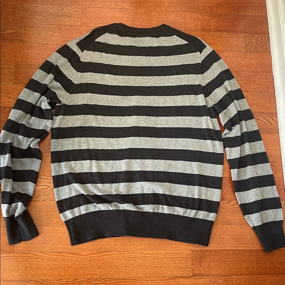 St. John's Bay Men’s Crewneck Sweater Black & Gray Stripes size XL Grunge Punk - Picture 5 of 5